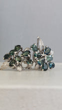 Load image into Gallery viewer, Divine Vintage Parti sapphire spray earrings 9ct white gold