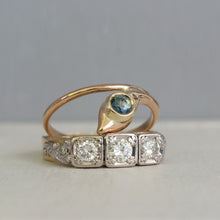 Load image into Gallery viewer, Slinky parti sapphire snake ring 18ct