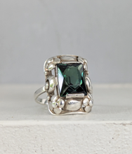 Load image into Gallery viewer, 'Monets Gardens' French made green spinel silver ring c1930s
