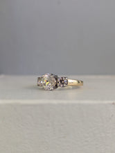 Load image into Gallery viewer, Soft ballerina pink Harts Ranges zircon in a vintage 9ct yellow and white gold trilogy