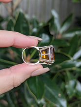 Load image into Gallery viewer, Huge 23ct vintage cognac citrine cocktail ring sterling silver