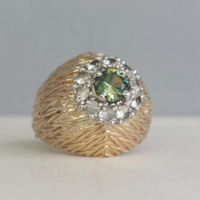 Load image into Gallery viewer, Textured bombe style parti sapphire ring 9ct gold