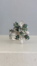 Load image into Gallery viewer, Australian parti sapphire spray ring 9ct white gold