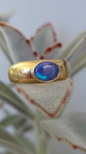 Load image into Gallery viewer, Solid deep blue opal in 18ct yellow gold