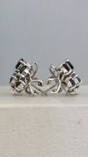 Load image into Gallery viewer, Divine Vintage Parti sapphire spray earrings 9ct white gold