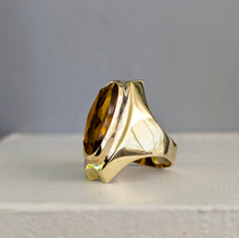 Load image into Gallery viewer, Mid century German yellow tourmaline in 8ct yellow gold