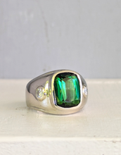 Load image into Gallery viewer, 1980s tourmaline and diamond ring in 9ct gold white gold