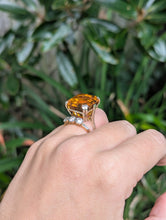Load image into Gallery viewer, Huge 23ct vintage cognac citrine cocktail ring sterling silver