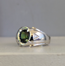 Load image into Gallery viewer, Parti sapphire signet with diamonds in 10ct white gold