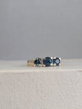 Load image into Gallery viewer, Bright blue parti trilogy in 9ct yellow and white gold