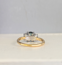 Load image into Gallery viewer, Tantalising teal blue Australian sapphire in heavy 18ct yellow and white gold