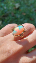 Load image into Gallery viewer, Solid Dragon skin crystal Australian opal ring 9ct vintage