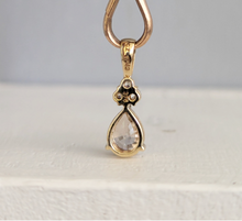Load image into Gallery viewer, Pink Peony zircon drop pendant 9ct yellow gold