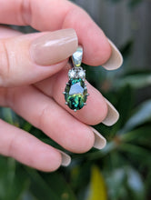 Load image into Gallery viewer, Luminous Australian parti sapphire & diamond pendant 9ct white gold
