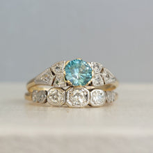 Load image into Gallery viewer, Early Australian 15ct band Joseph Lawrence Blue Zircon