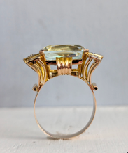 Load image into Gallery viewer, Fabulous 1940s aquamarine tank cocktail ring in 14ct Yellow, white & rose gold.