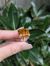 Load image into Gallery viewer, Huge 23ct vintage cognac citrine cocktail ring sterling silver