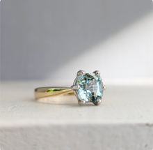 Load image into Gallery viewer, Ethereal natural tourmaline in vintage 9ct yellow and white gold ring