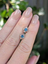 Load image into Gallery viewer, Brutalist Australian blue sapphire earrings c1970s 9ct white gold