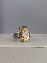 Load image into Gallery viewer, Golden Beryl and diamond platinum cocktail ring