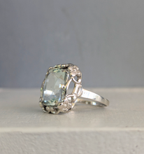Load image into Gallery viewer, Bright aquamarine in German silver c1930s