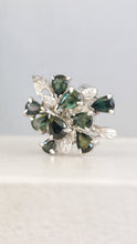 Load image into Gallery viewer, Australian parti sapphire spray ring 9ct white gold