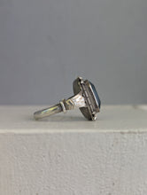 Load image into Gallery viewer, Art Deco bright blue glass ring in 900 silver