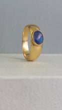 Load image into Gallery viewer, Solid deep blue opal in 18ct yellow gold