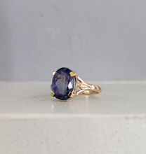 Load image into Gallery viewer, Glowing cosmic tanzanite in vintage 9ct yellow gold ring