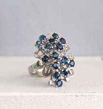Load image into Gallery viewer, Vintage Australian sapphire spray ring in sterling silver c1970s