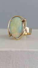 Load image into Gallery viewer, Solid Dragon skin crystal Australian opal ring 9ct vintage