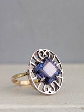 Load image into Gallery viewer, Handmade Art Deco ring with tanzanite in 10k