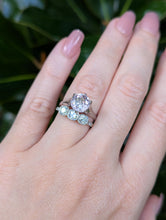 Load image into Gallery viewer, Primrose pink natural zircon in vintage high set 9ct white gold