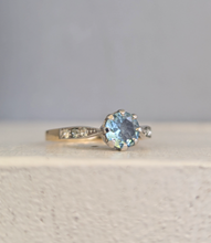 Load image into Gallery viewer, Aquamarine and silver 9ct yellow gold c1920s