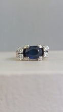 Load image into Gallery viewer, Striking vintage sapphire and diamond ring 18ct