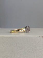 Load image into Gallery viewer, Soft ballerina pink Harts Ranges zircon in a vintage 9ct yellow and white gold trilogy