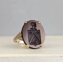 Load image into Gallery viewer, Smokey Quartz Armorial Intaglio Ring 9ct