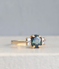 Load image into Gallery viewer, Vintage c1980 Parti Sapphire and Diamond Ring in 18ct yellow gold
