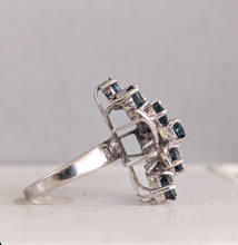 Load image into Gallery viewer, Bright Australian sapphire spray cocktail ring in silver c1970s