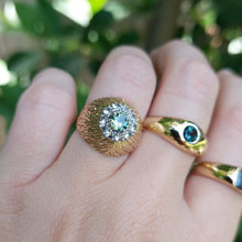 Load image into Gallery viewer, Textured bombe style parti sapphire ring 9ct gold