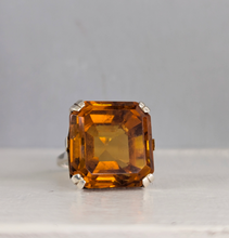 Load image into Gallery viewer, Huge 23ct vintage cognac citrine cocktail ring sterling silver