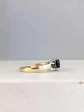 Load image into Gallery viewer, Bright Australian parti sapphire trilogy 9ct white and yellow gold