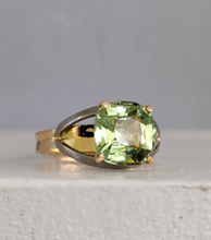 Load image into Gallery viewer, Luminous natural green tourmaline in 18ct yellow and white gold