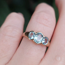 Load image into Gallery viewer, Serene Aquamarine pools in 9ct yellow gold