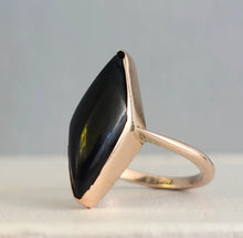 Load image into Gallery viewer, Antique Black Onyx Navette ring 9ct gold