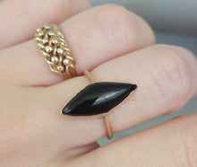 Load image into Gallery viewer, Antique Black Onyx Navette ring 9ct gold