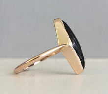 Load image into Gallery viewer, Antique Black Onyx Navette ring 9ct gold