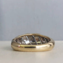 Load image into Gallery viewer, Textured vintage 1970 Bombe style two tone 9ct gold band