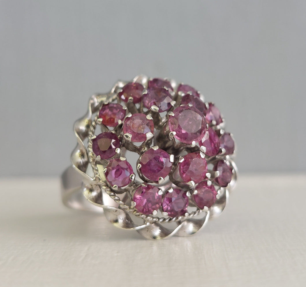 Vintage light pink Australian sapphires in sterling silver c1970s