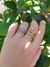 Load image into Gallery viewer, Sssseriously stunning statement serpent ring 14ct yellow gold
